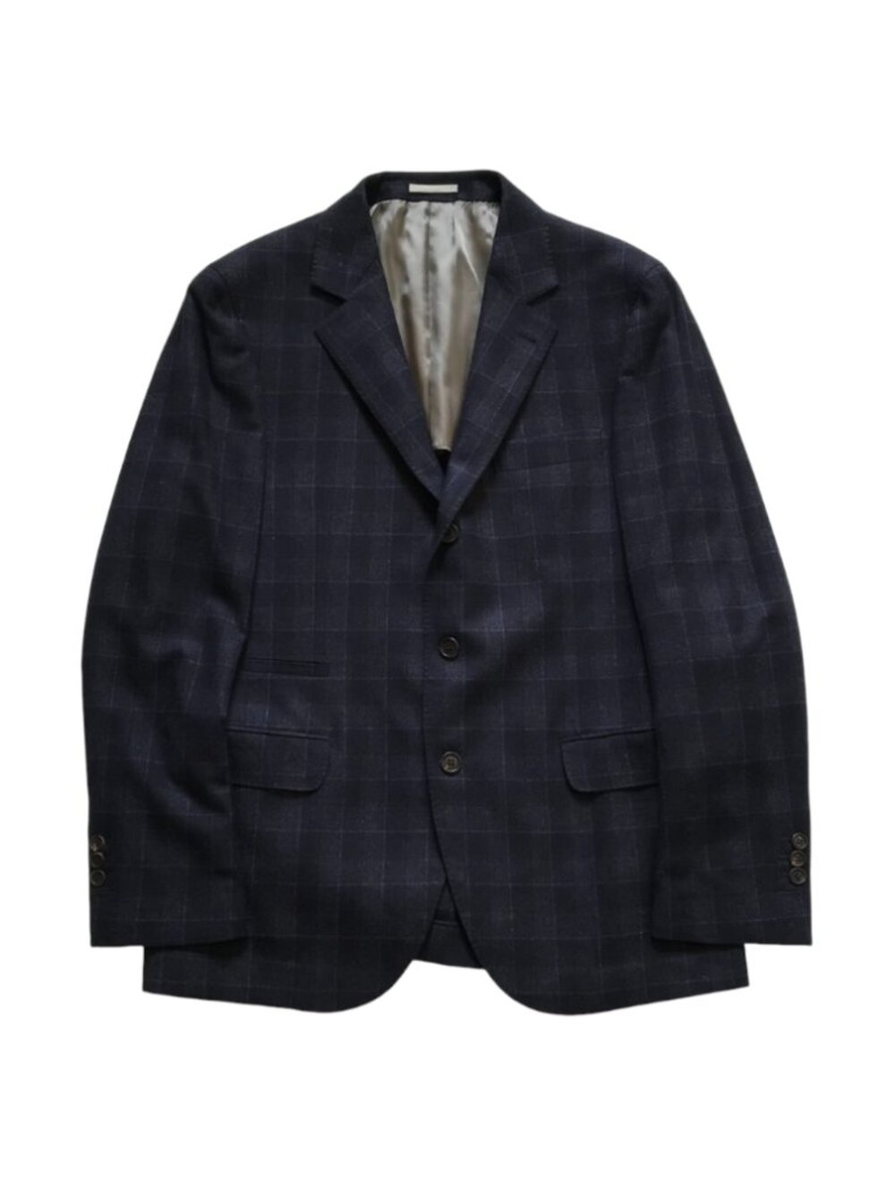 NEW Brunello Cucinelli Sport Coat Jacket Blazer Mens 52 40 Navy Blue Windowpane